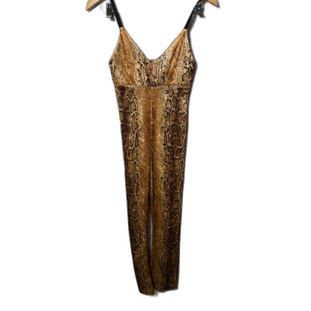 Backbite Leopard Cheetah Velvet Jumpsuit Size XS NWOT Rock Halloween One Piece - Picture 3 of 5